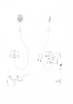 Wonzon &amp; Woghand Alfa WW-AE3204-BG Смеситель для ванны с душем темный графит