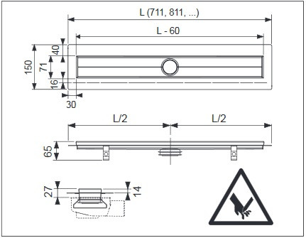 TECE 601000 дренажный канал 1000 мм