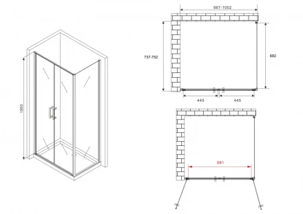 ABBER Sonnenstrand AG04100C-S75 душевой уголок