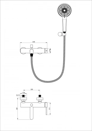Wonzon &amp; Woghand Stick WW-88639017-MB Смеситель для ванны с душем брашированное золото