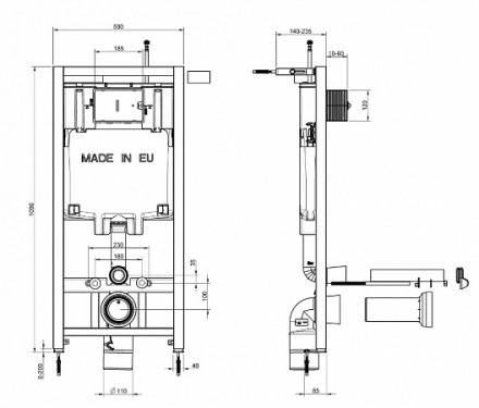 Jacob Delafon Elite E21742RU-00 унитаз подвесной в комплекте с инсталляцией