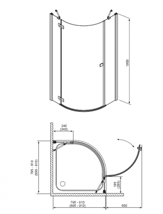 Radaway Almatea PDJ 90x90L Душевой угол стекло графит