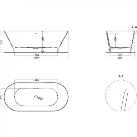 Salini Mona 102911G Ванна отдельностоящая белый 180x80