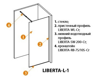 Cezares LIBERTA-L-1-100-C-Cr душевая перегородка стекло прозрачное