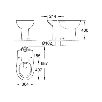 Grohe Bau Ceramic 39429000 Унитаз напольный безободковый (чаша)