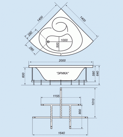 Triton Эрика акриловая ванна 140x140