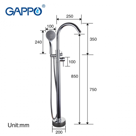 Gappo G3098 Смеситель для ванной напольный