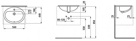 Laufen Pro 8.1395.1.000.104.1 раковина встраиваемая 56x44 см
