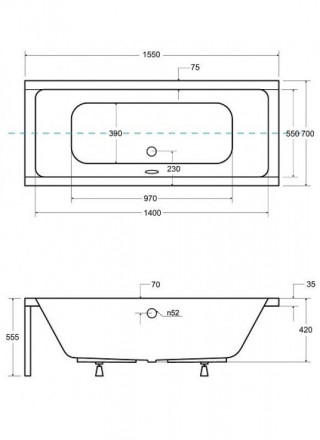 Besco Quadro 155x70 акриловая ванна