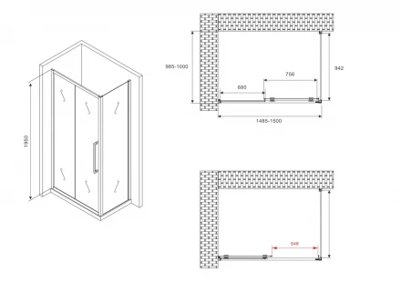 ABBER Schwarzer Diamant AG30150MH-S100M душевой уголок