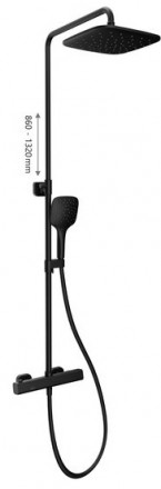 Ravak 10° FREE BLACK TD F 091.20/150 Душевая стойка с термостатическим смесителем