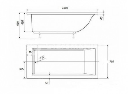 Ванна Castone Кроха 150x70 с ножками