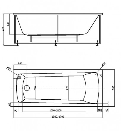 Azario ENRICA AV.0030150 150x70 ванна акриловая прямоугольная