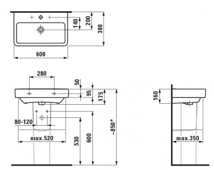 Laufen Pro 8.1895.9.000.104.1 раковина 60x38 см