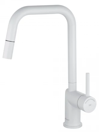 Wonzon &amp; Woghand WW-6018-MW Смеситель для кухни с выдвижным изливом белый матовый