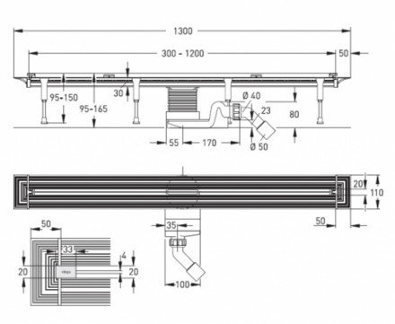 Viega 686277 Advantix Vario душевой лоток  300-1200 мм