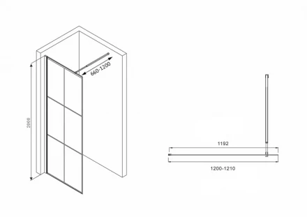 ABBER Immer Offen AG62120B8 душевая перегородка