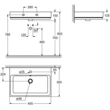 GROHE Cube Ceramic 3948300H Раковина 455x350 мм