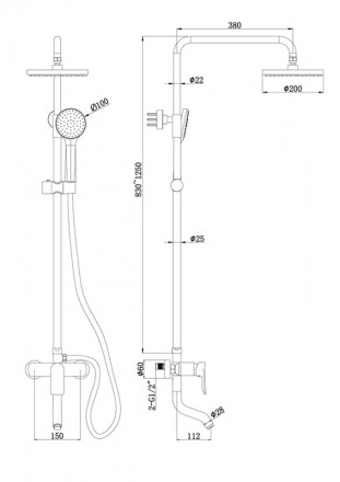 Bravat Emeralda F6337371CP-A-RUS душевая стойка для ванны