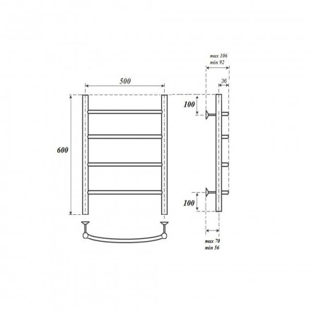 Полотенцесушитель водяной Point PN04156 П4 500x600, хром