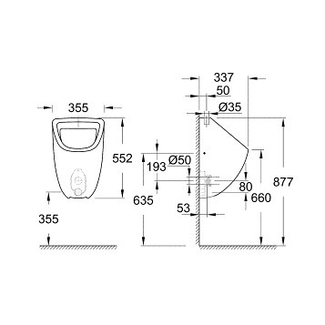 Grohe Bau Ceramic 39439000 Писсуар подвод воды сверху