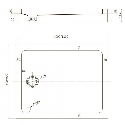 Veconi Tezeo acrylic TZ54B-10090-C5 душевой поддон