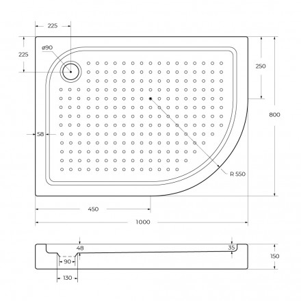 BelBagno TRAY-BB-RH-100/80-550-15-W-R акриловый поддон