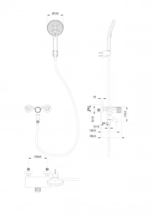 Wonzon &amp; Woghand Click WW-FE05L221-MB Смеситель для ванны с душем брашированное золото