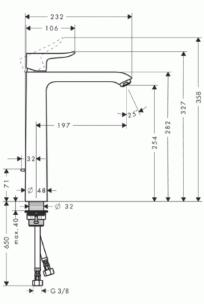 Hansgrohe Metris 31082000 смеситель для раковины 260 мм