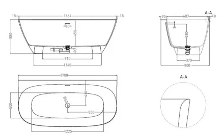 Salini Sofia 102512G Ванна пристенная белый 170x80