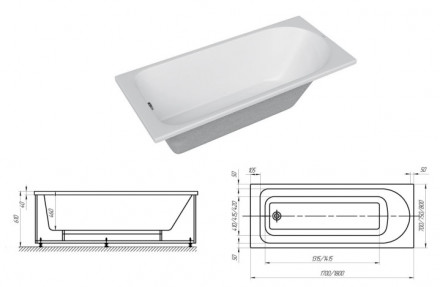 Jacob Delafon E6D367RU-00 Odeon Rive Gauche прямоугольная ванна 170X70