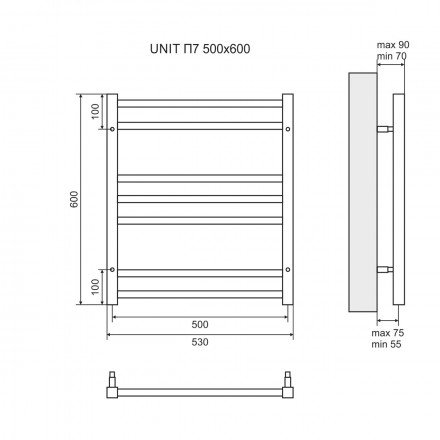 Lemark Unit LM45607E П7 500x600 Полотенцесушитель электрический левый/правый