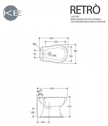 Kerasan Retro 1020 Биде напольное