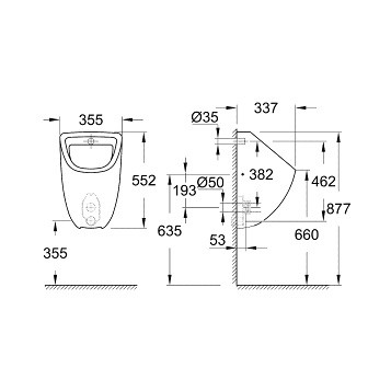 Grohe Bau Ceramic 39438000 Писсуар подвод воды сзади