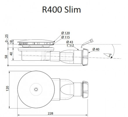 Radaway R400 Slim сифон для душевого поддона