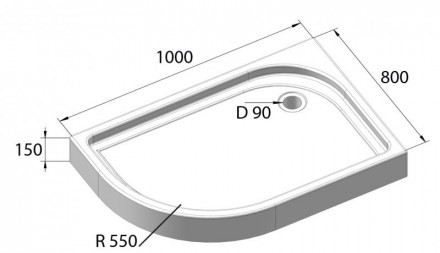 Belbagno TRAY-BB-RH-100/80-550-15-W-L Душевой поддон акриловый 100x80