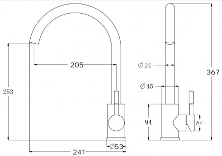 ESKO K45 Black Смеситель для кухни