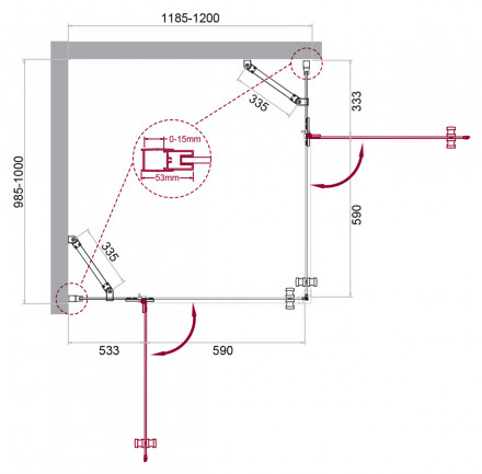 BelBagno KRAFT-AH-22-120/100-C-Cr-L душевой уголок