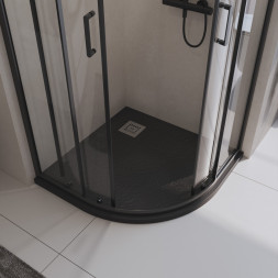 BelBagno UNO TRAY-MR-UNO-R-90-550-35-NERO-CR душевой поддон из искусственного мрамора в комплекте с сифоном