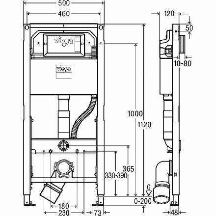 Viega Prevista Dry 771997 инсталляция для подвесного унитаза