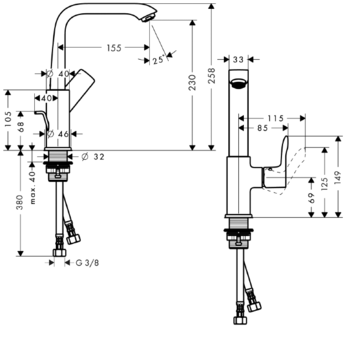 Hansgrohe Metris 31087000 смеситель для раковины 230 мм