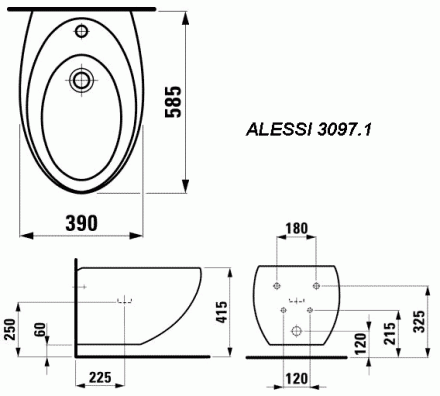Laufen Alessi 8.3097.1.400.304.1 биде подвесное