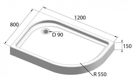 Belbagno TRAY-BB-RH-120/80-550-15-W-L Душевой поддон акриловый 120x80