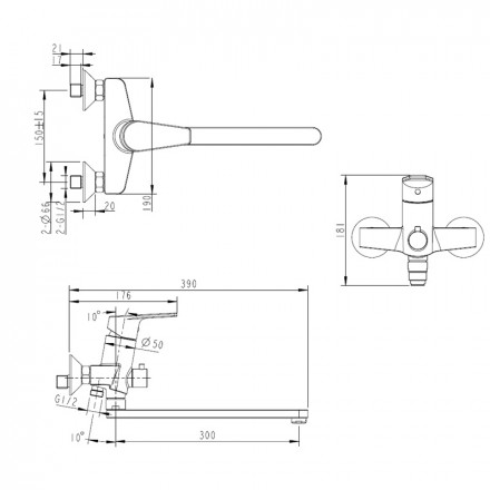 Bravat Line F65299C-1L Смеситель для ванны