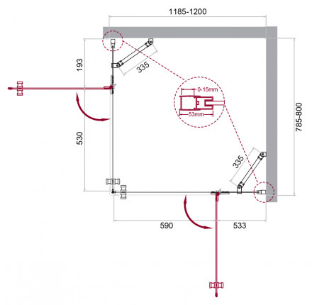 BelBagno KRAFT-AH-22-120/80-C-Cr-R душевой уголок
