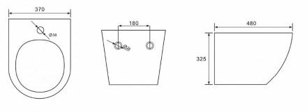 Azario Grado AZ-0046-BN SP 48x37x32,5 подвесное биде чёрный матовый