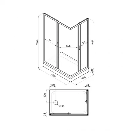 Triton Фьюжн 120*80 А Душевое ограждение