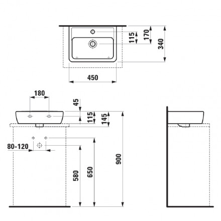 Laufen Pro 8.1195.2.000.104.1 раковина 45x34 см