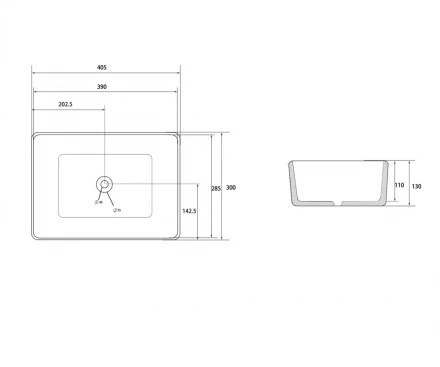 ABBER Rechteck AC2213MB раковина накладная