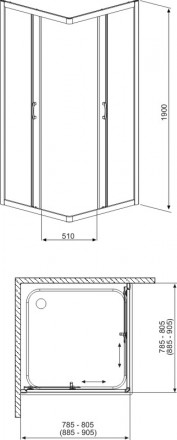 Radaway Сlassic C 90x90 Душевой угол стекло коричневое